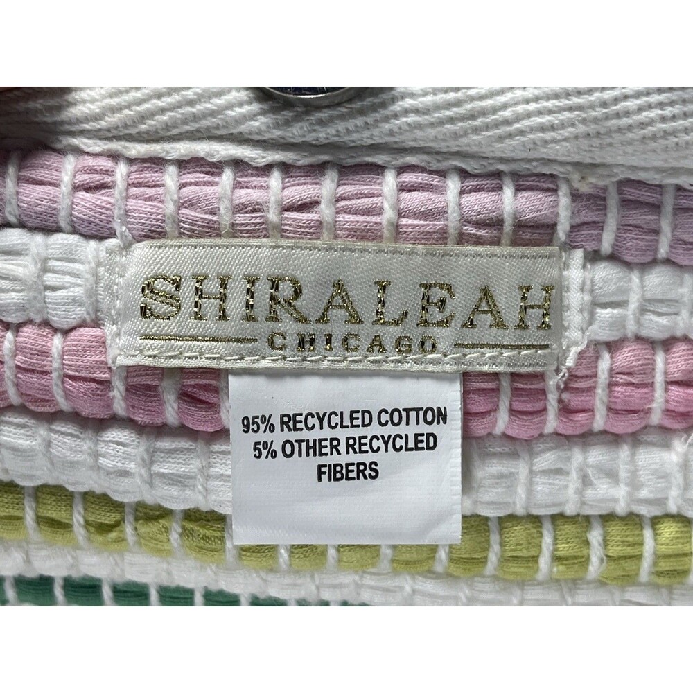 Shiraleah Chicago Recycled Cotton Rag Tote Bag Multi-Color Striped Boho Fringe - Picture 7 of 14